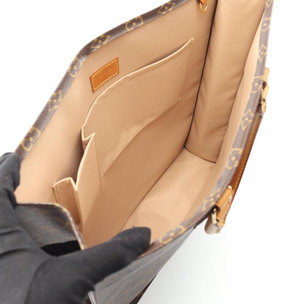Louis Vuitton Sac Bag Canvas Tote Brown Leather Monogram Plat